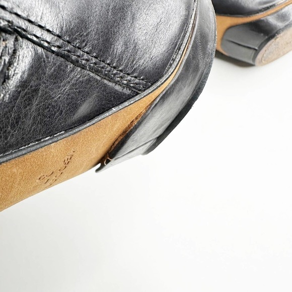 Modern Vintage Leather Lace Up Back Black Platform Bootie Ankle Boots 37 - 7 - Picture 7 of 12